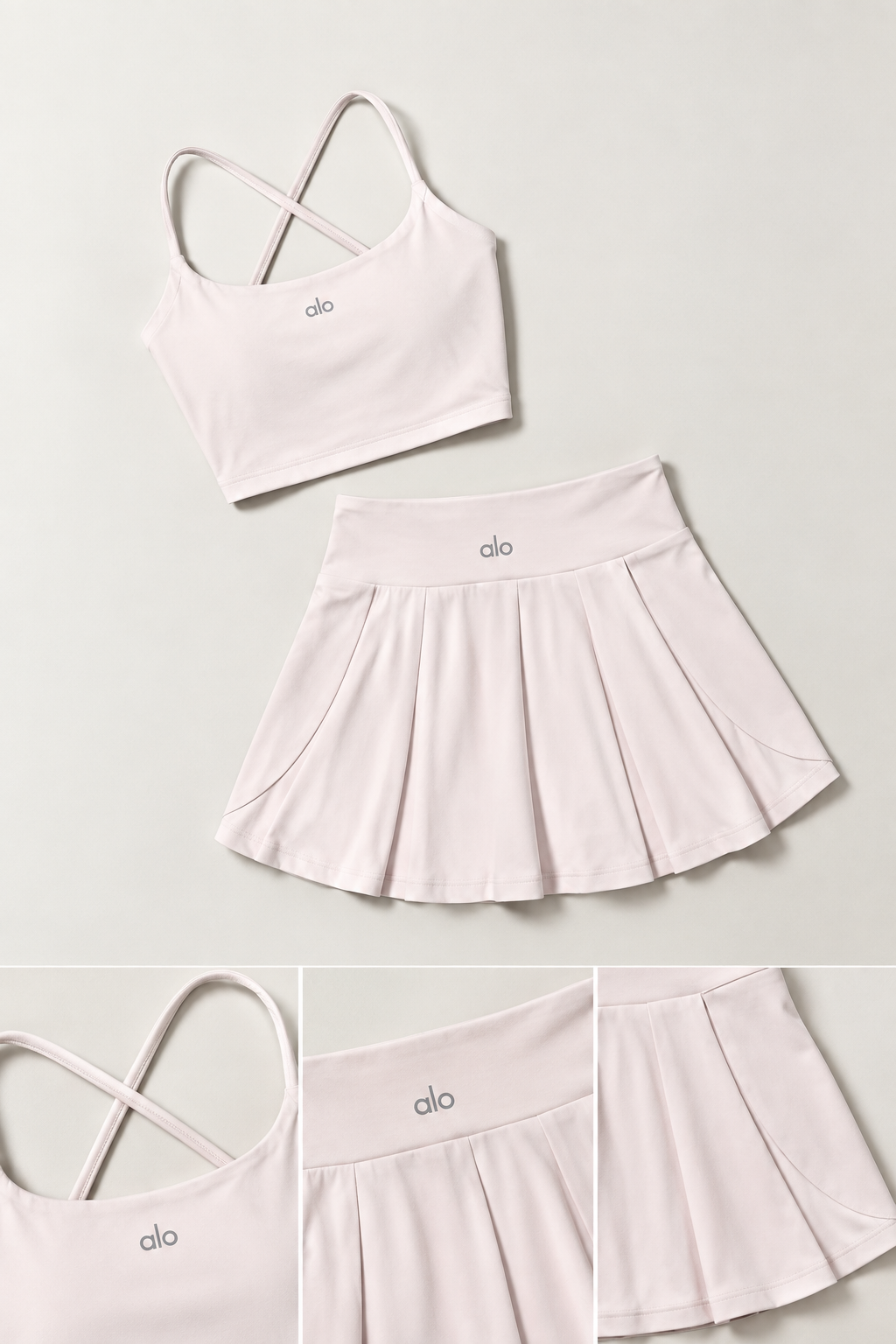 ALO Yoga  Gray 2-Piece Tennis Skirt Set