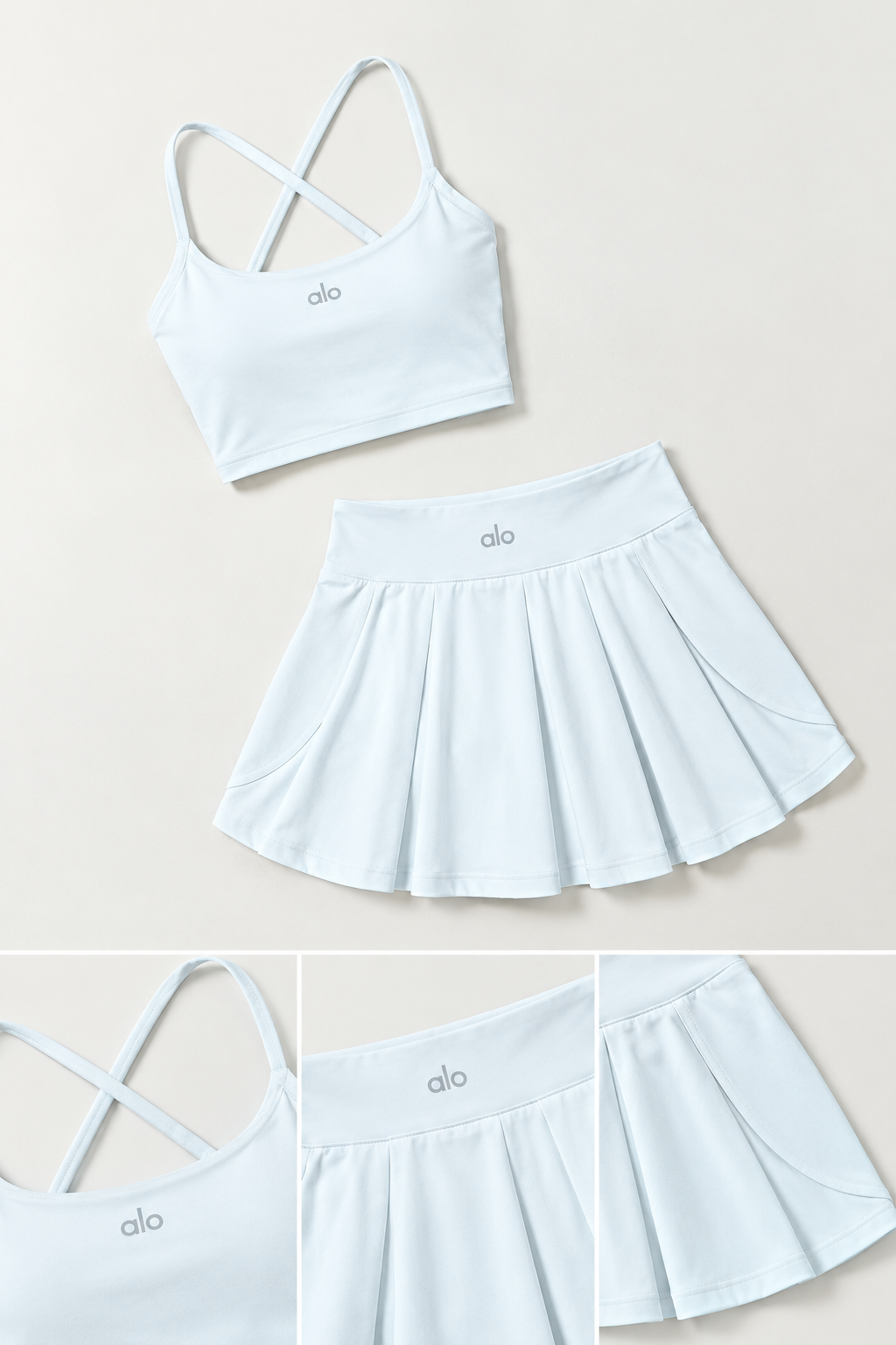 ALO Yoga  Gray 2-Piece Tennis Skirt Set