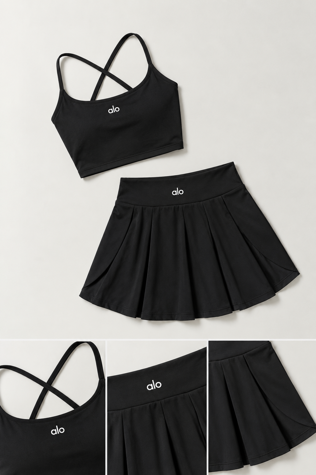 ALO Yoga  Gray 2-Piece Tennis Skirt Set