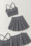 ALO Yoga  Gray 2-Piece Tennis Skirt Set