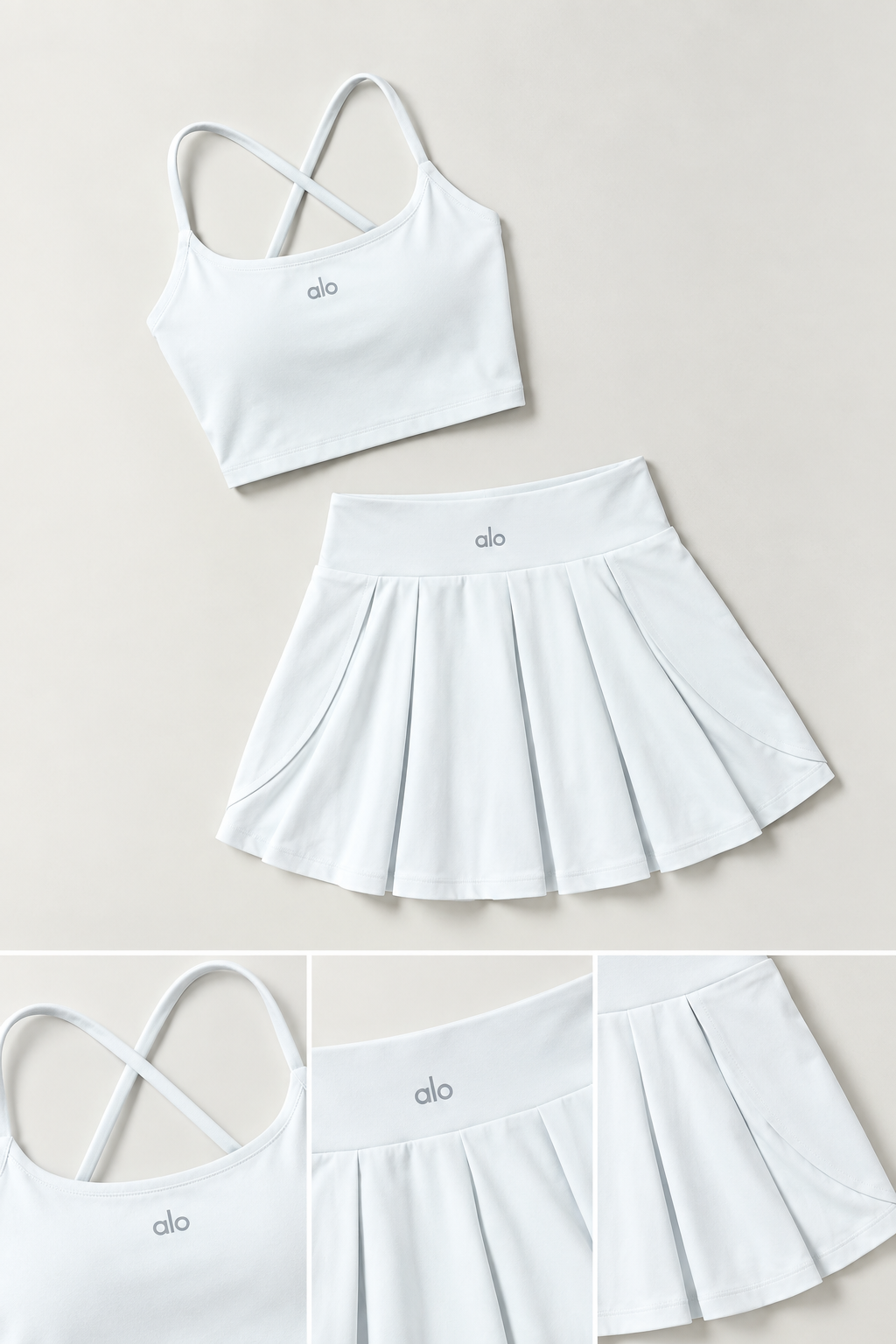ALO Yoga  Gray 2-Piece Tennis Skirt Set